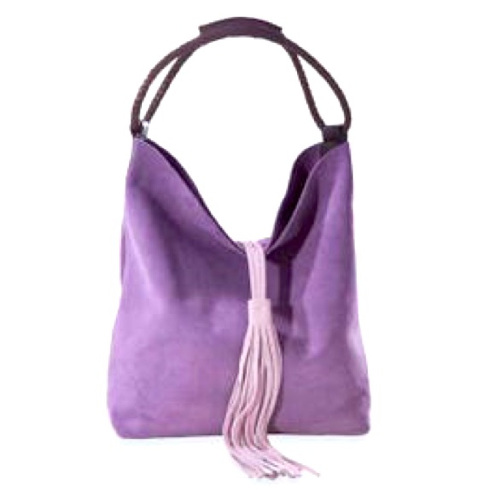 Florentine Suede Lavender Bucket Bag